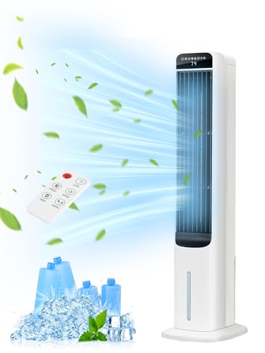 KEGIAN Portable Air Conditioner Cooler Fan, 42“ Evaporative Air Cooler with 4 Modes, 3 Speeds, 12H...