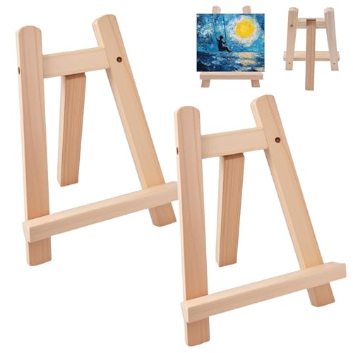 2 mini cavalletto in legno, 15 x 20 cm, piccolo cavalletto per il tavolo, triangolo, pieghevole, per decorazione di nozze, decorazione da tavolo, pittura, album fotografico, esposizione di pittura