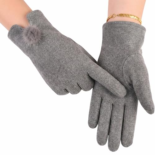 Image of Kraptick Women's Winter Woollen Gloves-Premium Thermal Fleece Lined Touchscreen Hand Warmer Gloves for Cold Weather, Cycling & Driving Soft Fur Cable Knit Elastic Mittens