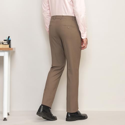 Image of SUBTRACT Men 4 Way Stretch Wrinkle Free Slim Fit Formal Trouser in with 2 Inch Flexible Waistband | Men's Trousers for Office Or Party