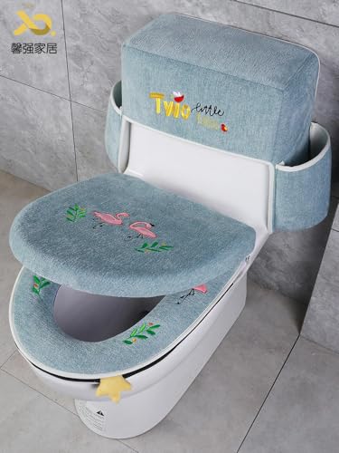 ZAZUZU 3/2-teiliges Set WC-Deckelbezug-Set, WC-Deckel und Tankdeckel, WC-Sitzbezug-Pads, WC-Sitzkissen-Pads, Badezimmer-Dekorationen – Bild 5