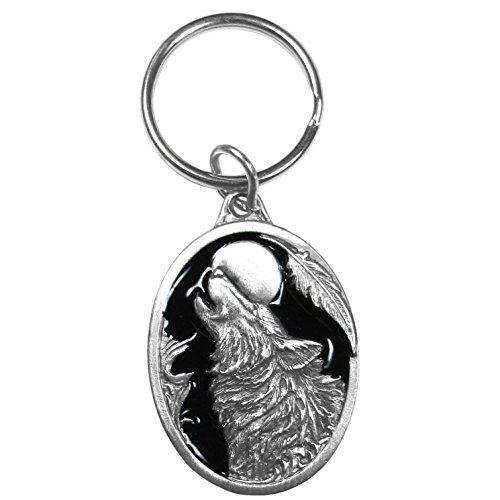 Siskiyou Automotive KR181E Metal Key Chain (Howling Wolf Enameled Details), 1 Pack