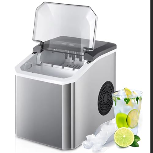 Fabricadora de hielo portátil para mesada plateada miniatura 1