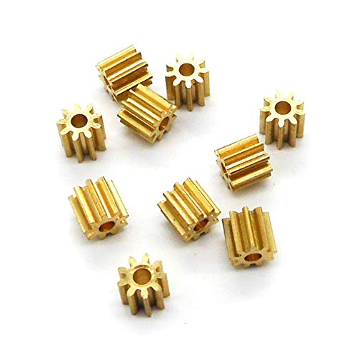MKSIWSA Industry 10pcs 0.4M 9Teeth Copper Pinion Gears 2mm/1.5mm Shaft Metal Gears Motor Parts Accessory (Size : 1.5mm Tight, Color : 9 Teeth)