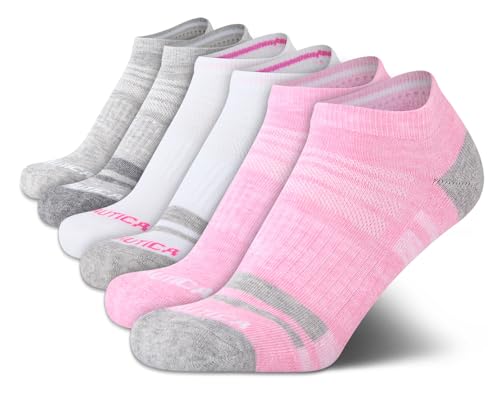 Image of Nautica Womens No Show Socks Moisture Wicking Athletic Low Cut Socks 6 Pack | Moisture Wicking Dri-Motion Fabric, Cushioned Key Areas, Banded Arch Support, No Show Low Cut, Shoe Size 4-10