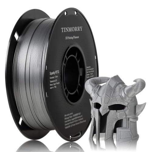 Image of TINMORRY Sparkly PETG Filament 1.75, Rapid PETG 3D Printer Filament, Compatible with Bambu FDM 3D Printer, 1 KG 1 Spool, Sparkly Silver