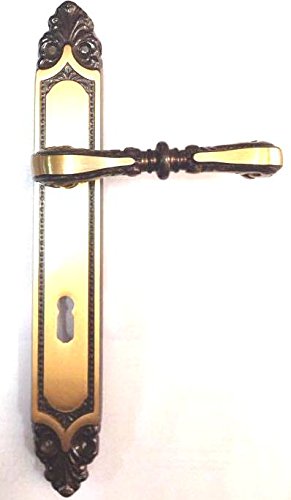 Maniglia per porte con placca "Petra" - Ottone Bronzato Graffiato