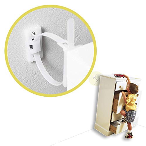 Furniture Straps (10 Pack) Baby Proofing Anti Tip Furniture Anchors Kit, Cabinet Wall