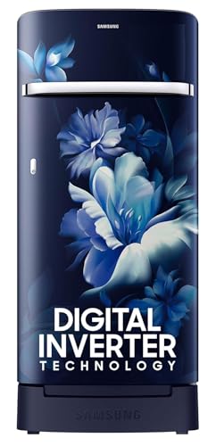 Image of Samsung 189L 5 Star, Inverter, Direct-Cool Single Door Refrigerator (RR21C2H25UZ /HL,Midnight Blossom Blue) Base Stand Drawer