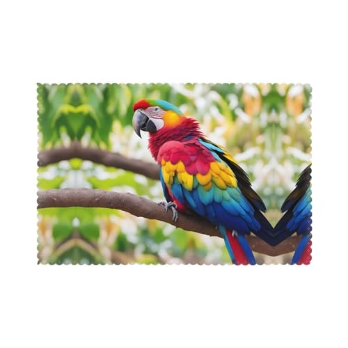 Fantástico juego de 6 manteles individuales antideslizantes con diseño de plumas de loro, para Acción de Gracias, para mesa de comedor y cocina