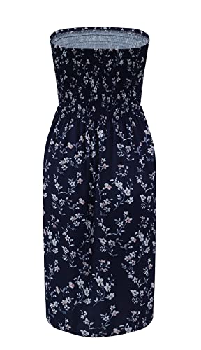 Image of Zyyfly Tube Top Dress Women Summer Beach Coverup Stretch Smocked Strapless Dress