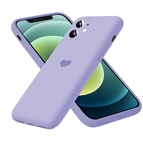 YIKUSO Compatible with iPhone 11 Case Liquid Silicone Gel Rubber Phone Cases, Cover 6.1 Inch Full Body Soft Protective Heart Case Cute for Women (Clove Purple)