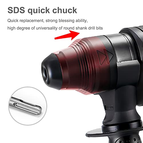 SDS-Bohrhammer 4 Funktionen Mit Vibrationskontrolle Und Sicherheitskupplung, Schwerer Abschlaghammer Für Beton… – Bild 6
