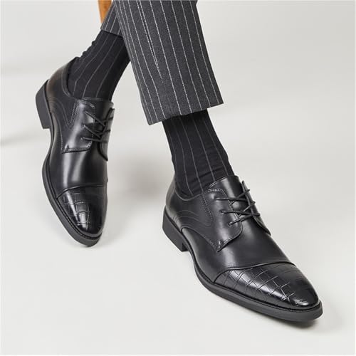 Men's Lace up Dress Shoes Genuine Leather Oxfords Comfortable Soft Sole Slip Resistant Pointed Toe Business Casual Derby Wedding2