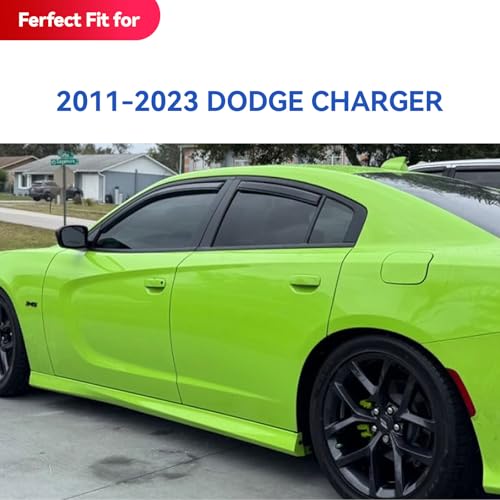 Image of in-Channel Window Visors Rain Guards for 2011-2023 Dodge Charger, Window Vent Wind Deflectors Visors Shades for 11-23 Charger (NOT Outside-Adhensive Style