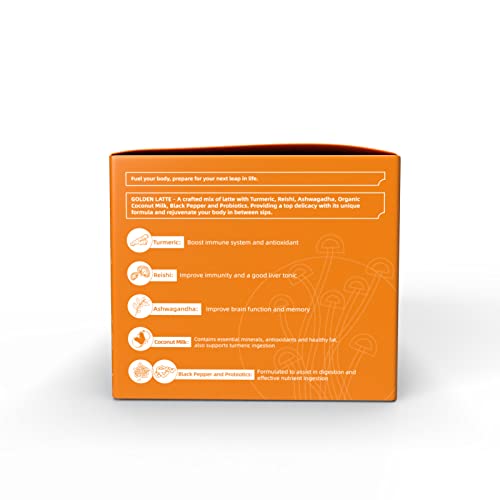 Turmeric Coffee- Instant Coffee 7-In-1 Mushroom Coffee, Golden Latte Coffee , Organic Turmeric Coffee, Includes Turmeric, Reishi, Ashwagandha, Coconut Milk, Black Pepper And Probiotics. Immune Support & Stress Relief, 8 G, Pack Of 20. #TOP7