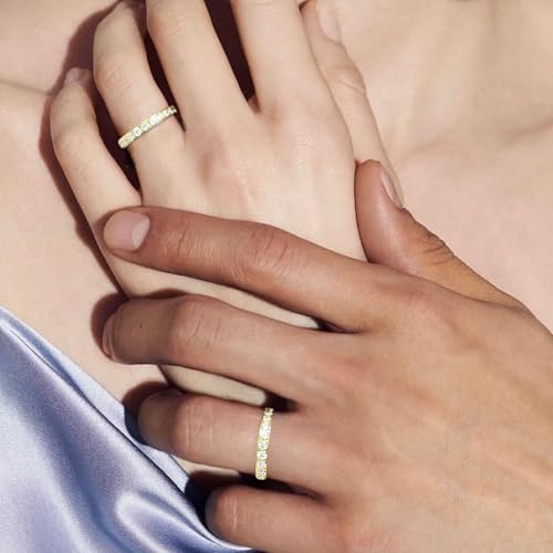 titanium Wedding Ring for Men Women Moissanite Inlay 18k Gold titanium Engagement Band full Eternity Rings Comfort Fit Size 8-114