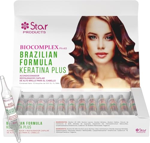 Bio Complex Brazilian Formula Keratin Plus 12 Pack – 0.61 oz Each, Professional Hair Smoothing & Strengthening Treatment for Frizz-Free, Healthy Hair
