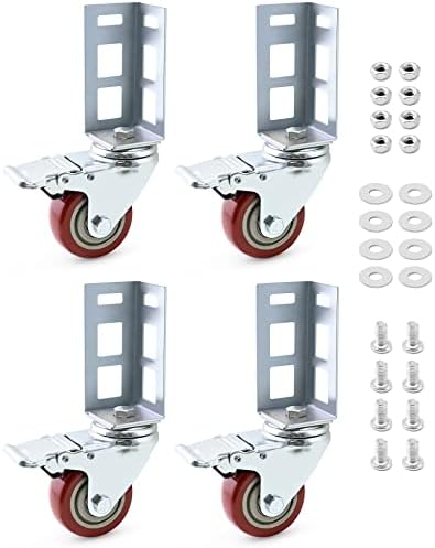 QWORK Storage Rack Caster Wheels, 4 Pack 3" Heavy Duty 500 lb. Max Total Capacity Storage Shelf Accessories, Fit for Boltless Self Locking Shelving Racks