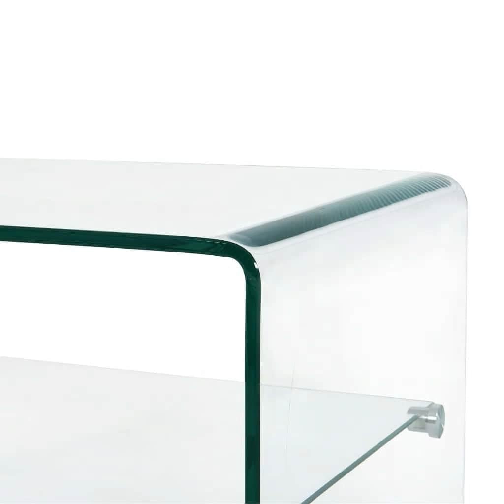 vidaXL Tavolino da caffè Elegante Pratico Decorativo Moderno Tavolo Basso da Salotto Trasparente 50x45x33cm in Vetro Temperato con Ripiano in MDF