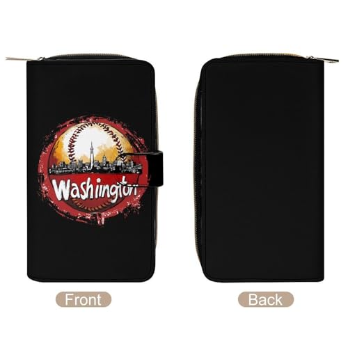 Baseball Fans Washington Womens PU Leather Wallet Long Purse Clutch Organizer for Office Travel3