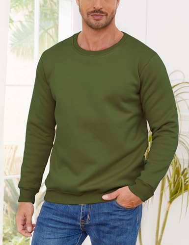 Image of Gihuo Men's Warm Crewneck Sherpa Lined Fleece Sweatshirt Pullover Tops