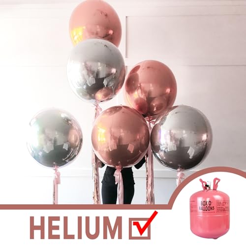 Image of PartyWoo Rose Gold Foil Balloons 6pcs Large Round Giant Jumbo 4D Balloons