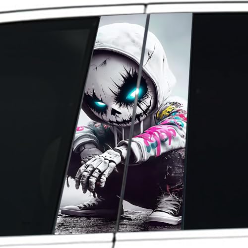 Image of Halloween Cars Body Horror Sticker, Classic Horror Movie Characters Peeking Decal Michae Waterproof Scary Vinyl Stickers for Bumper Car Decals 11in*18.89in (Side Skeleton Boy)