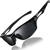 DUCO Herren Polarisierte Sport Sonnenbrille zum Laufen Radfahren Angeln Golf TR90 Unbreakable Rahmen 6199 (Black, Grau)