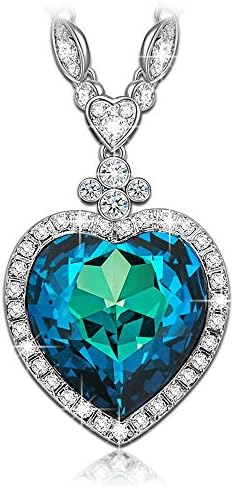 LADY COLOUR Mother's Day Jewelry Gifts, Heart of The Ocean Titanic Big Heart Pendant Women Necklace 22", Made with Swarovski Crystals, My Heart Will Go On Hypoallergenic Jewelry Gift Box Packing