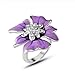 Produktbild WGY SportwarenLila Emaille Blume Ringe Für Frauen Strass Fingerring Weiblichen   Verlobungsring Schmuck Anel Party Geschenk, A