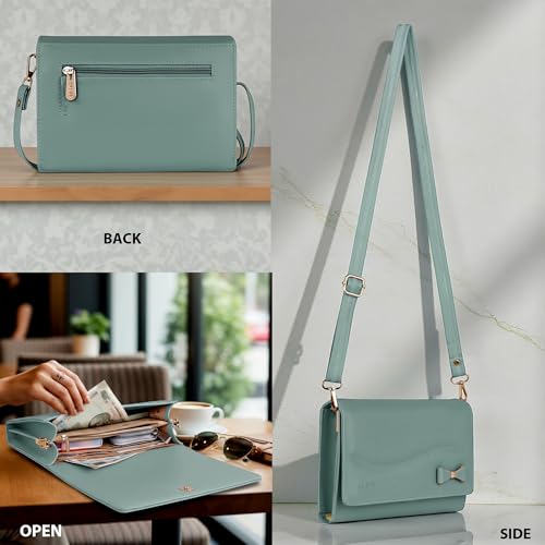 Image of ALSU Women's Sling Bag | Cross body bag| Side bag| Credit car slots| zipper pockets| detachable straps| adjustable straps| daily use| phone pockets