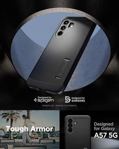 Image of Spigen Tough Armor | Samsung Galaxy A57 5G Case [Kickstand] [Air Cushion Protection] Galaxy A57 5G Back Cover | TPU+PC - Black
