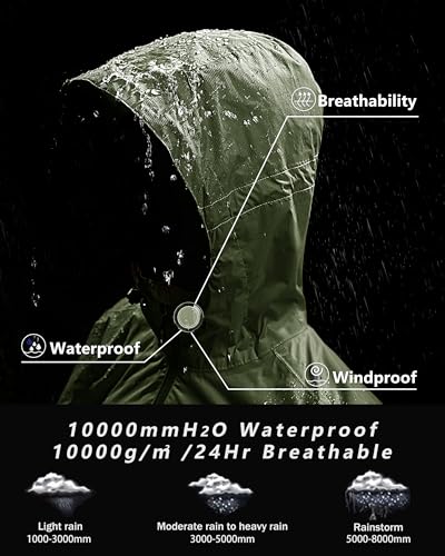 Image of Outdoor Ventures Packable Rain Jacket Women Waterproof Raincoat with Hood
