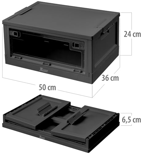 Xcase Klappboxen: 2er-Set Faltbare Aufbewahrungsboxen mit Deckel, je 45 Liter, schwarz (Transportboxen, Klappboxen mit Deckel, Regal)