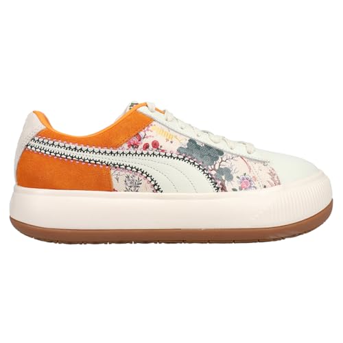 PUMA Womens Suede Mayu Floral Liberty Lace Up Sneakers Shoes Casual - Off White, Orange - Size 6.5 D
