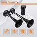 AOLIHAN Black Train Horn for Car, Loud Car Horns, Air Horn for Truck/Car/Motorcycle, 12V 150dB Super Loud Dual Trumpet Air Horns Kit with Button