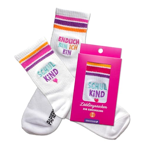Papierdrachen Schulkind Socken - Pink - Endlich bin ich ein Schulkind -...