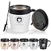 Produktbild Vabaso 330 ML Thermobecher, Kaffeebecher mit BPA-frei Deckel, Griff und Kleine Kaffeelöffel - Doppelwand Isolierung - Edelstahl Trinkbecher für Tee, Kaffee, Champagner, Bier, Weiß