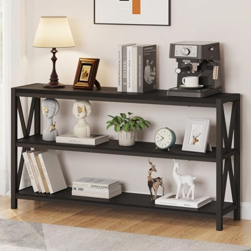 FATORRI Console Table for Entryway, Long Sofa Table with Shelves Under Window, Wood and Metal Hal...