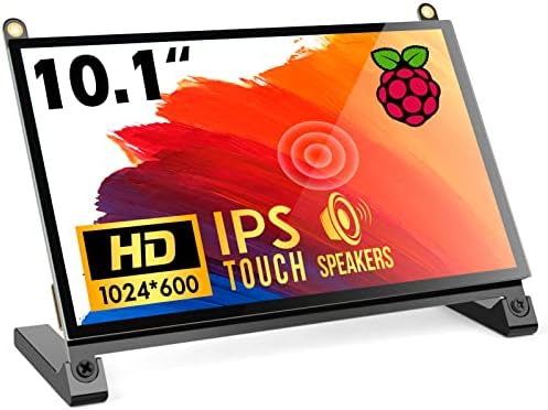 ROADOM Raspberry Pi Screen, 10.1’’ Touchscreen Monitor, IPS FHD 1024×600,Responsive and Smooth Touch,Dual Built-in Speakers,HDMI Input,Compatible with Various Devices and OS,Easy Assembly,Driver Free