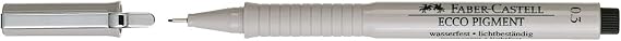 Faber-Castell Ecco Pigment Technical Drawing Pen, 0.3 mm Tip, Light and Waterproof Ink, Ruler and Template Compatible