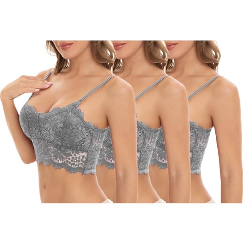 UHouse Lot de 3 Soutien Gorge Dentelle Brassiere Push Up Femme Sexy Brassière sans Armature Bustier...