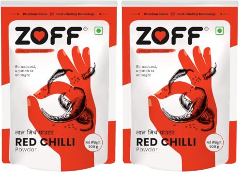 Image of Zoff Red Chilli Powder with Natural Oils | Premium-Quality, Pure & Unadulterated Lal Mirch Powder - Sourced from Hand-Picked Red Chillies | Freshness & Aroma Preserved | Mirchi Powder 500gms