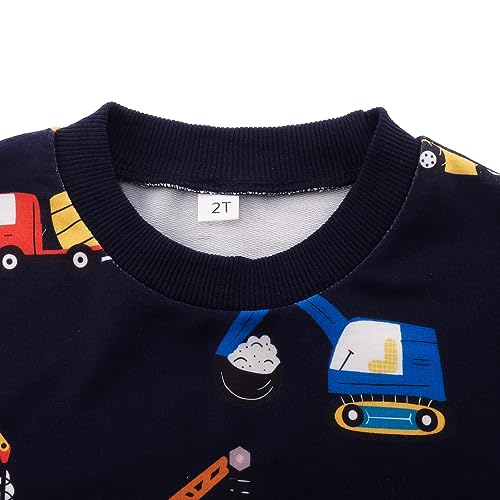 Image of Popshion Toddler Boys Sweatshirt Cotton Lightweight Kids Winter Warm Sweater Crewneck Pullover Tops
