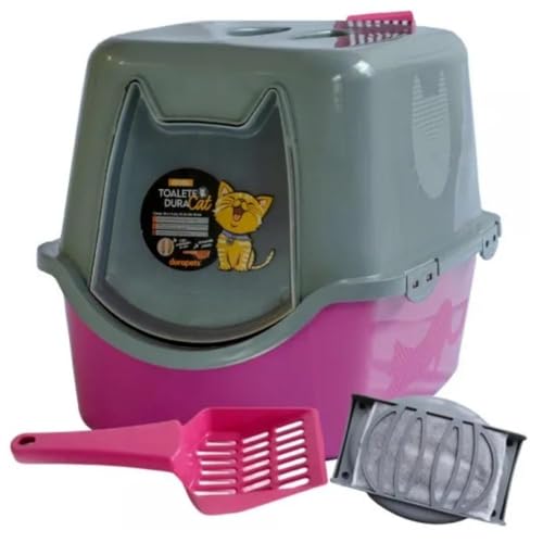 Banheiro Fechado Gato G Caixa Areia Com Pá Sanitário Fechado C Filtro Cor:Rosa