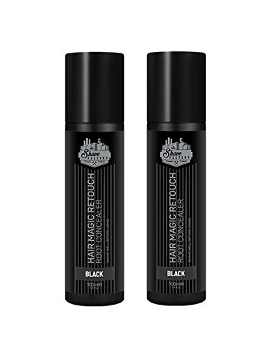 The Shave Factory Magic Retouch Spray - Conceal Roots in Seconds Seamlessly Blend with Your Own Hair Colour for a Flawless Look 100 ml (Black, Pack of 2)