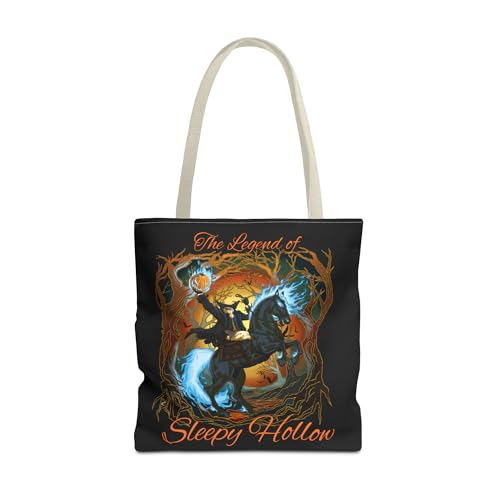 Headless Horseman Tote Bag, Sleepy Hollow Halloween Carryall, Creepy Horse Rider Purse, Spooky Legend Shopping Bag