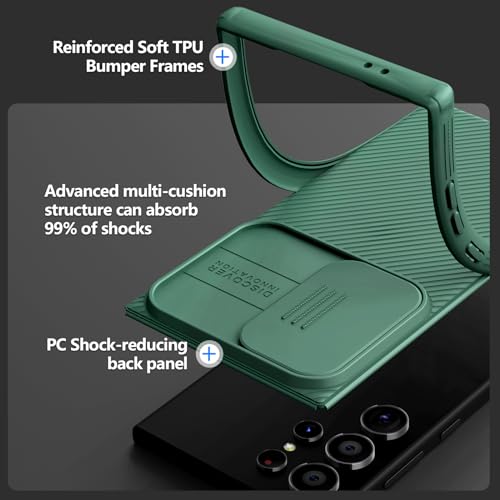 Image of Nillkin for Samsung Galaxy S24 Ultra Case, Slide Camera Cover [Compatible with MagSafe] Military Grade Protection Shockproof Phone Case for Samsung Galaxy S24 Ultra 5G 6.8'' Green
