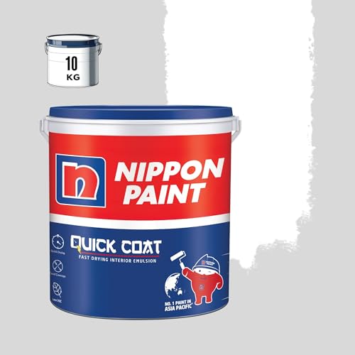 Nippon Paint Quick Coat Interior Emulsion Paint - 10 KG (WHITE)-Quick Drying, Good Coverage, Low VOC-Paint for Wall, Living Room Nippon Paint Quick Co